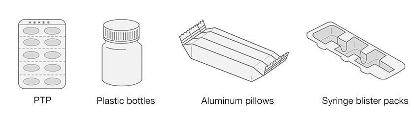 PTP, Plastic bottles, Aluminum pillows, Syringe blister packs