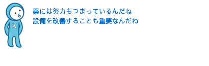 薬には熊谷さんたちの努力もつまっているんだね。設備を改善することも重要なんだね