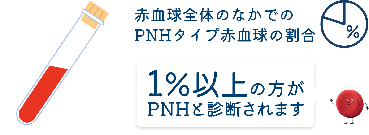 PNHタイプの赤血球が1%以上の方がPNHと診断されます